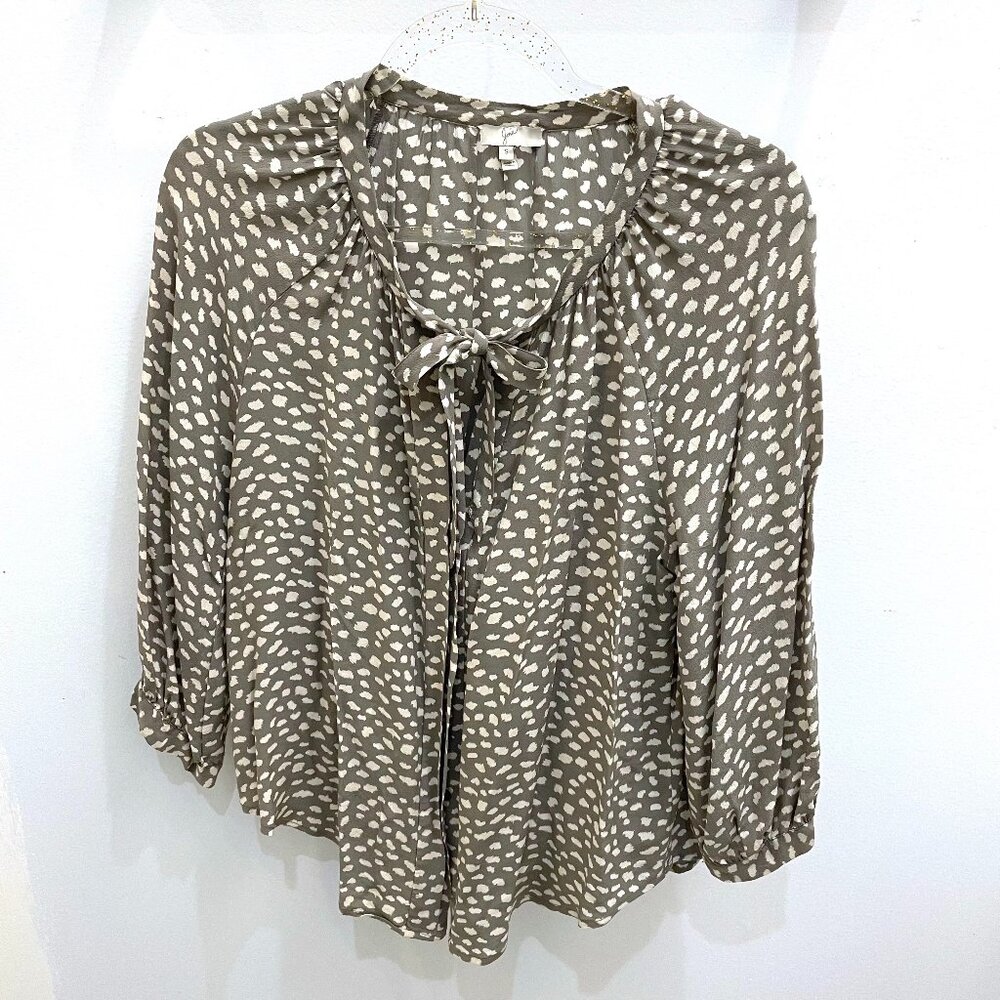 JOIE Silk Cardigan with Neck tie 3/4 Length Sleeve Sz S Gray 100% Silk